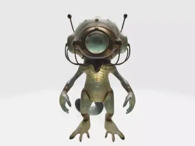  Creature worn brass diving helmet 3D model