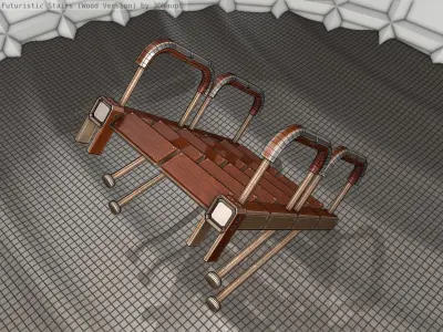 Wood Stairs - 28  Low-poly 3D model
