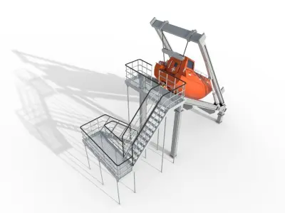 FREE-FALL LIFEBOAT Low-poly 3D model
