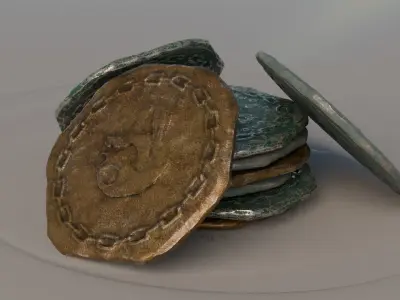 Coin 000 R Low-poly 3D model