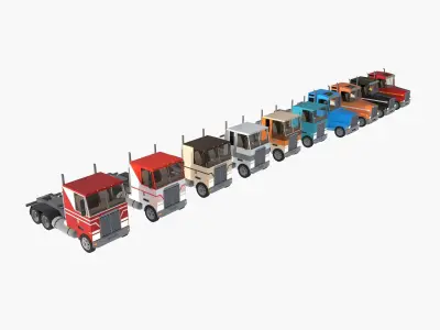 Set of trucks and trailers Low-poly 3D model by savastrionokk