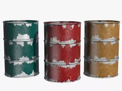 Rusty Three Colors Barrels 3D model