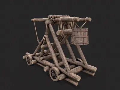 Medieval Siege Catapult 1  Low-poly 3D model
