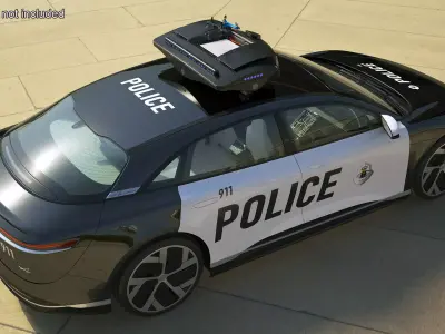 Lucid Air Police Car with Drone 3D model
