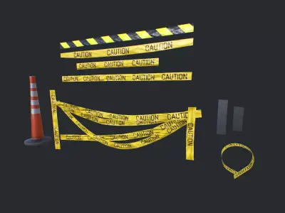 Caution Tape Low-poly 3D model