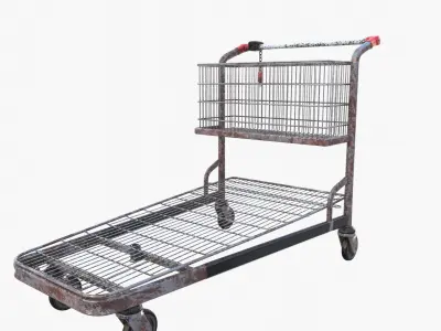 Shopping cart weathered stack v1 Low-poly 3D model