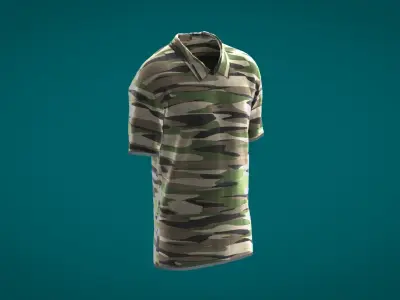 Military Outfit - T-shirt Low-poly 3D model 18