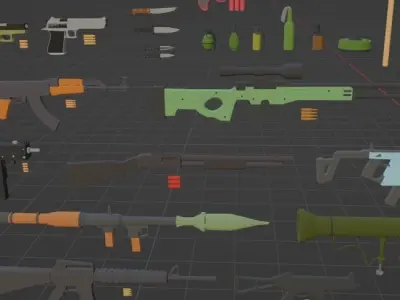 Low Poly Weapons Pack 3D model