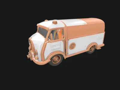 Steampunk Van 3D Model RetroFuturistic Victorian Era Low-poly 3D model purchase