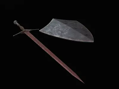 Knight Sword and Shield Free low-poly 3D model