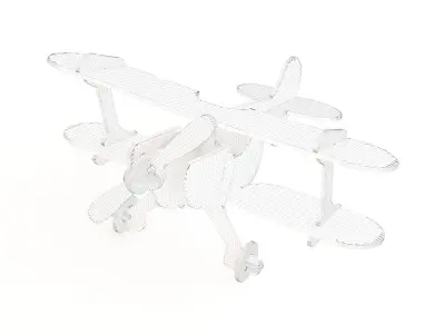 Wooden toy biplane 08 3D model
