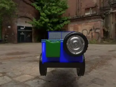 Old jeep Low-poly 3D model