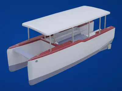 Catamaran boat Low-poly 3D model