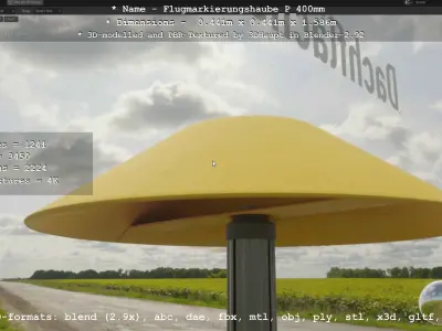 Flugmarkierungshaube mit Aluminiumpfosten 400mm Low-poly 3D model