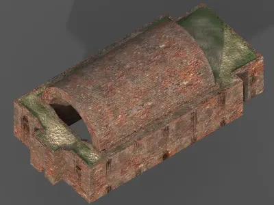 Old Brick Building Low-poly 3D model