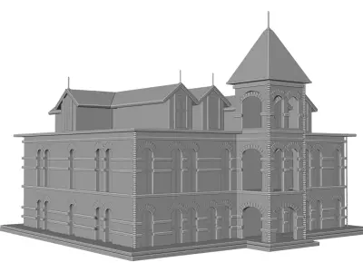 High Detail School Building 3D Model  Animation  Low-poly 3D model