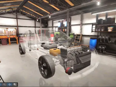 Car Chassis Engine Low Poly 3D Model  Game Ready Unity 6 Low-poly 3D model