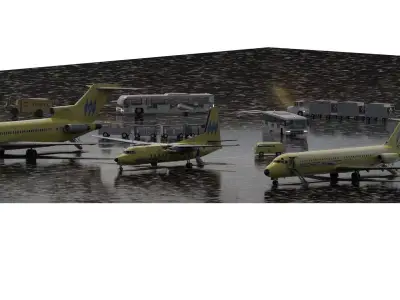 1970S FLEET Boeing 727-200  DC-9-30 and FOKKER F27 3D model
