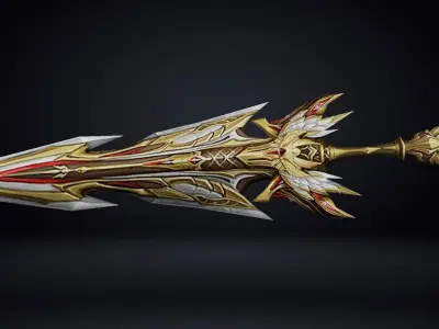 Futuristic Sword Low-poly 3D model 32