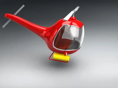 Vintage Red Helicopter 3D Model  3D model