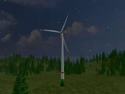 Wind turbine E1 H-163 RD 172 m Low-poly 3D model