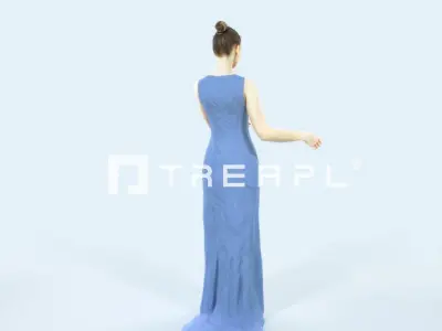 Beauty 08E pointing Couple Pointing Event Elegant Woman Low-poly 3D model