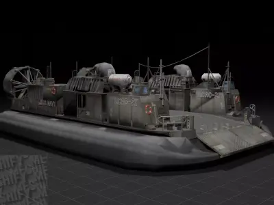 Military Hovercraft Landing Craft Low-poly 3D model