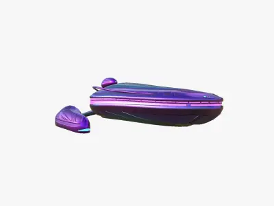 Alien Spaceship UFO H04 Purple Blue - Sci Fi Spacecraft Design Low-poly 3D model