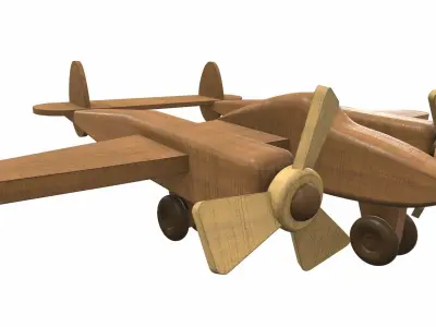 Wooden airplane toy p-38 Free 3D model