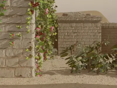Walled Desert Settlement 3D model