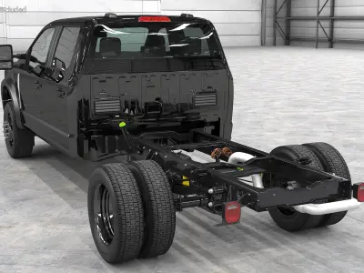 Black Chassis Cab Four Doors 3D model