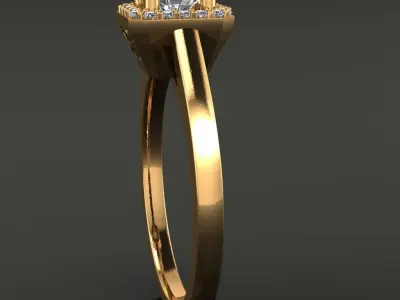 Round Diamond Infinity Gallery Emerald Halo Engagement Ring 3D print model