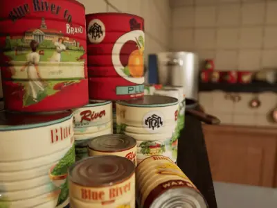 Food Can Set  Low-poly 3D model