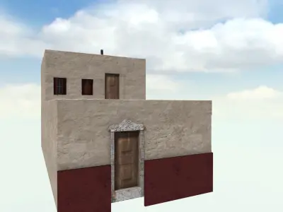 Old High-Quality 3D Colonial House Low-poly 3D model 3