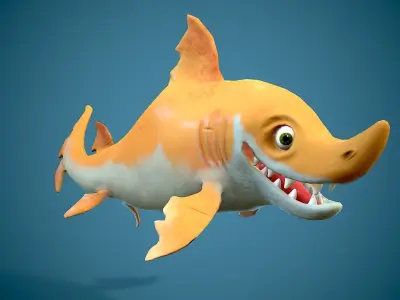 cartoon baby shark Low-poly 3D model