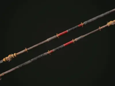 Spear pair of swords Low-poly 3D model