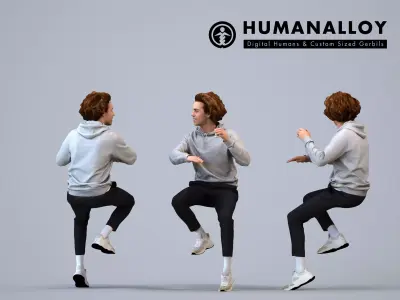 00212Quint0011 - Adult Caucasian man exercising at home in 3D model