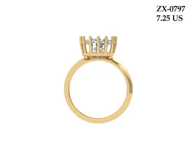 Oval Solitaire Ring 3D print model 19