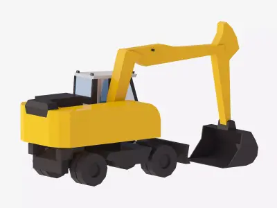 Excavator Construction Loader A920 Simplified Low-poly 3D model