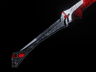 Metal Red Katana PBR low-poly game ready Low-poly 3D model