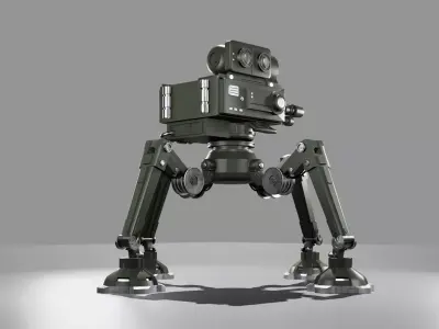 Quad-Leg Military Turret 3D model