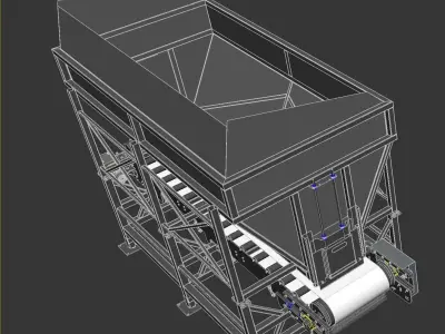 Conveyor belt with hopper 3D model