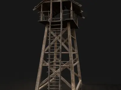 Medieval Wooden Viking Watchtower Scout Tower Fantasy Village Low-poly 3D model