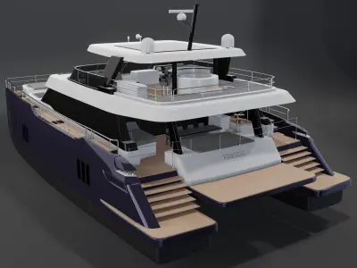 3D model 80 power catamaran Yacht beautiful Rendering PBR 3D model