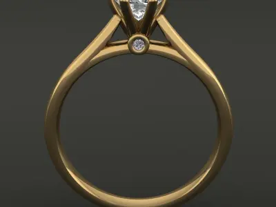 Solitaire 6 Prong Diamond Gallery Engagement Ring 3D print model