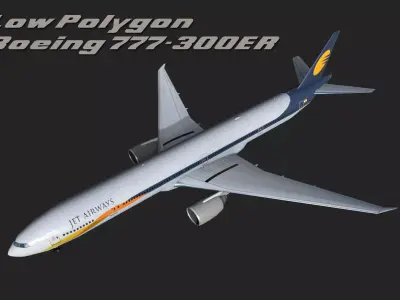 Boeing 777 Jet Airways Low-poly 3D model