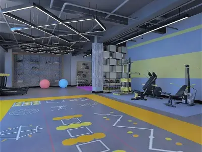 Gym with Reception and Patio 3D model