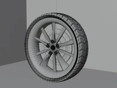 3D realistic tesla car wheel model  Free low-poly 3D model
