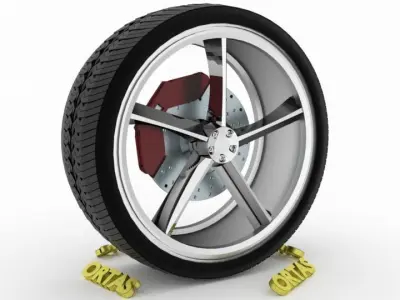 ORTAS CAR WHEEL RIM 127 GAME READY WHEEL RIM TIRE 3D model
