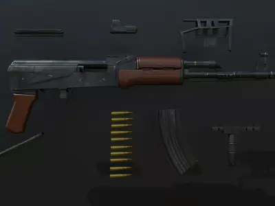 AK47 Customizable Low-poly 3D model